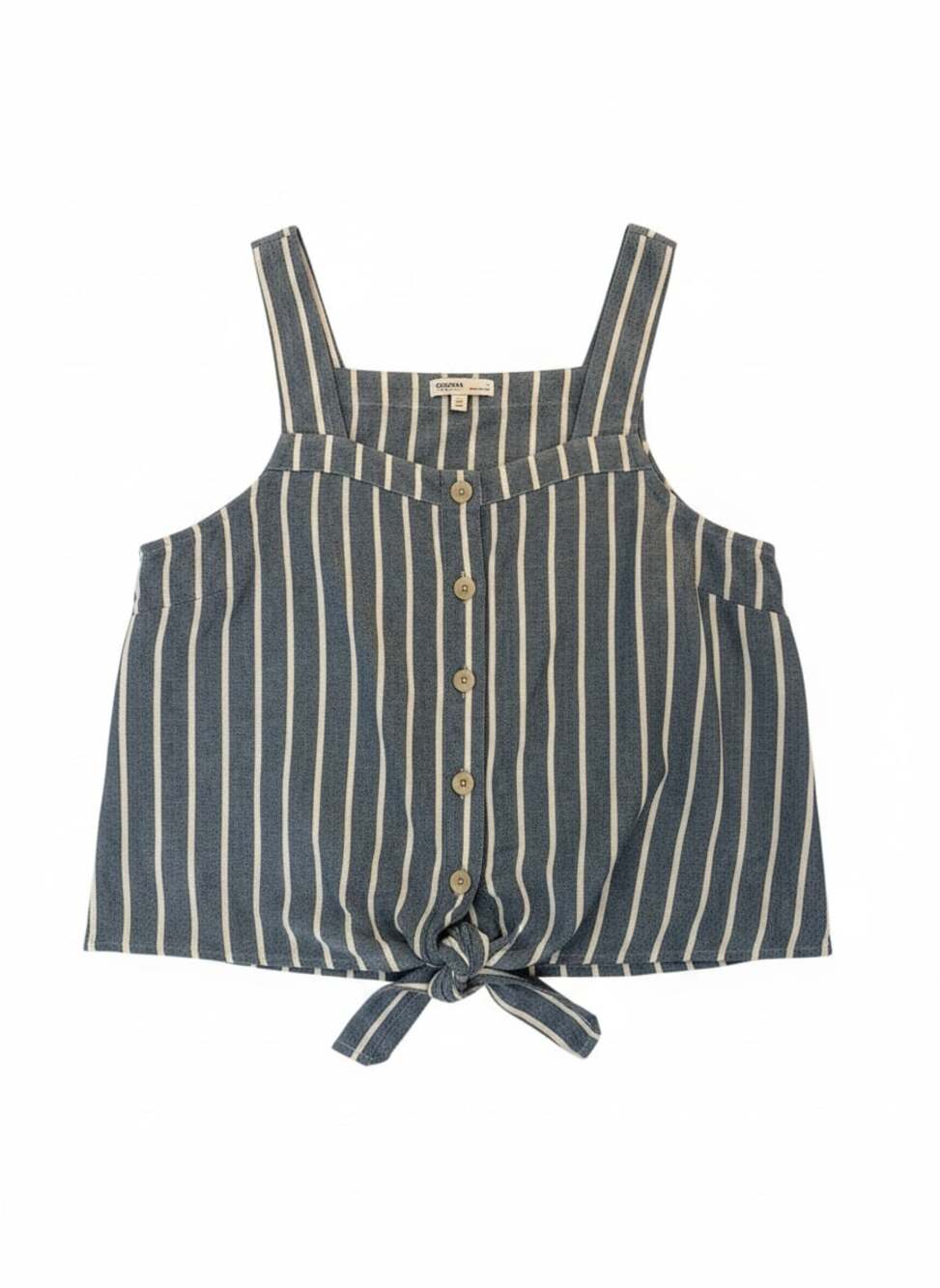 Sonoma Blue White Striped Tie Front Tank Coastal Cottagecore Summer Top Size